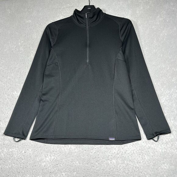 Patagonia 1/4 Zip Capilene Base Layer Pullover Jacket Midweight Women Small Blck - Picture 1 of 13